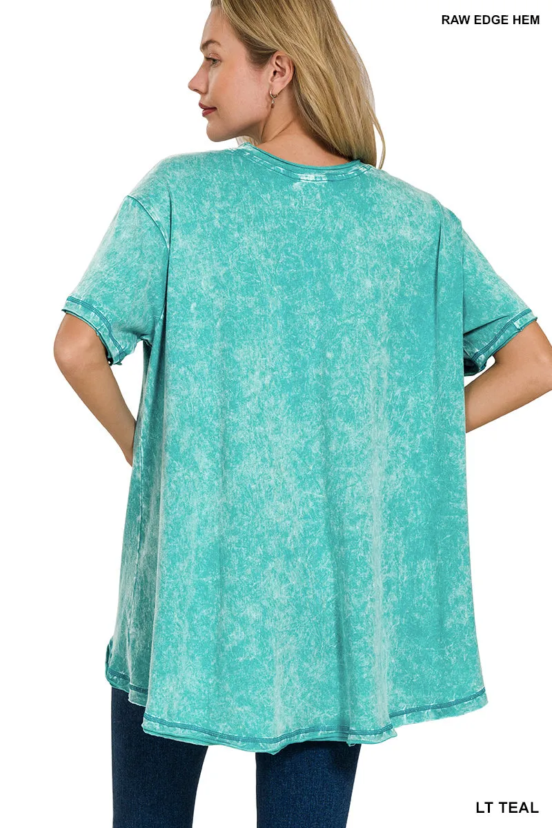Washed Oversized Short Sleeve Top