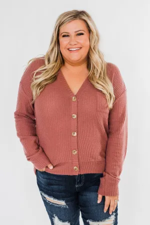 When We're Together Waffle Knit Top- Dusty Rose