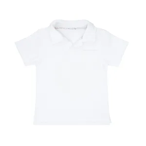 white french terry polo shirt