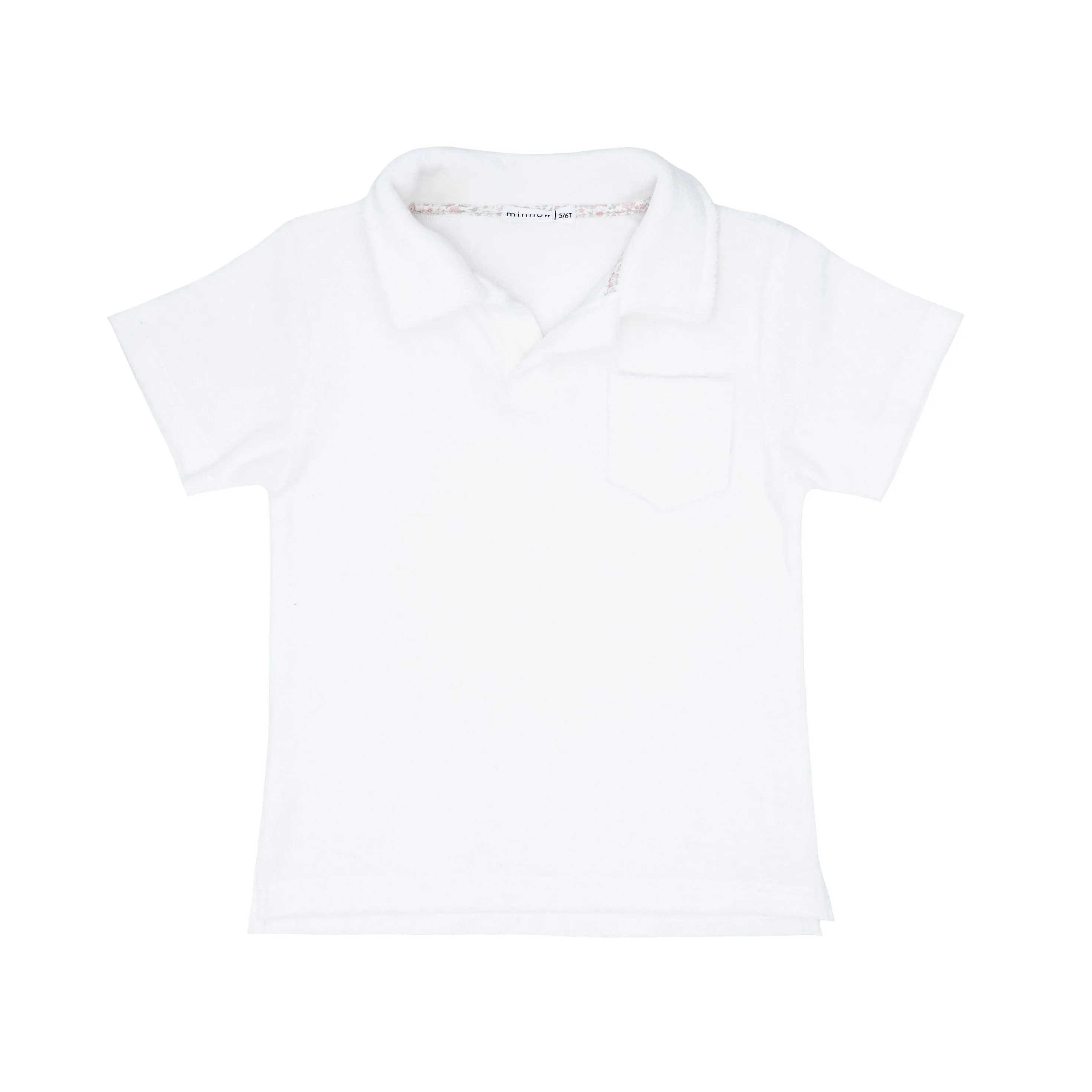 white french terry polo shirt