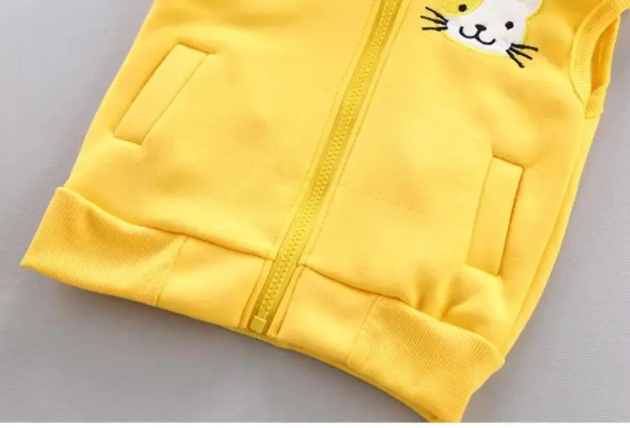 Winter Cartoon Bear Warm Velvet Long Hooded Vest