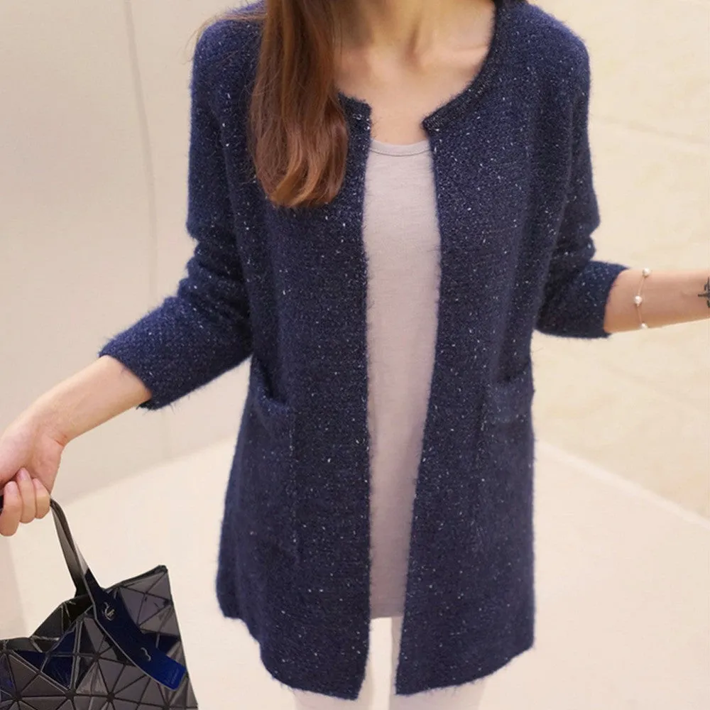 Winter Women Casual Long Sleeve Knitted Cardigans Autumn Crochet Ladies Sweaters Fashion Tricotado Cardigan