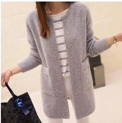 Winter Women Casual Long Sleeve Knitted Cardigans Autumn Crochet Ladies Sweaters Fashion Tricotado Cardigan