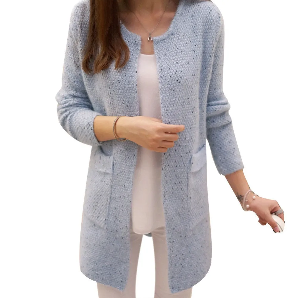Winter Women Casual Long Sleeve Knitted Cardigans Autumn Crochet Ladies Sweaters Fashion Tricotado Cardigan