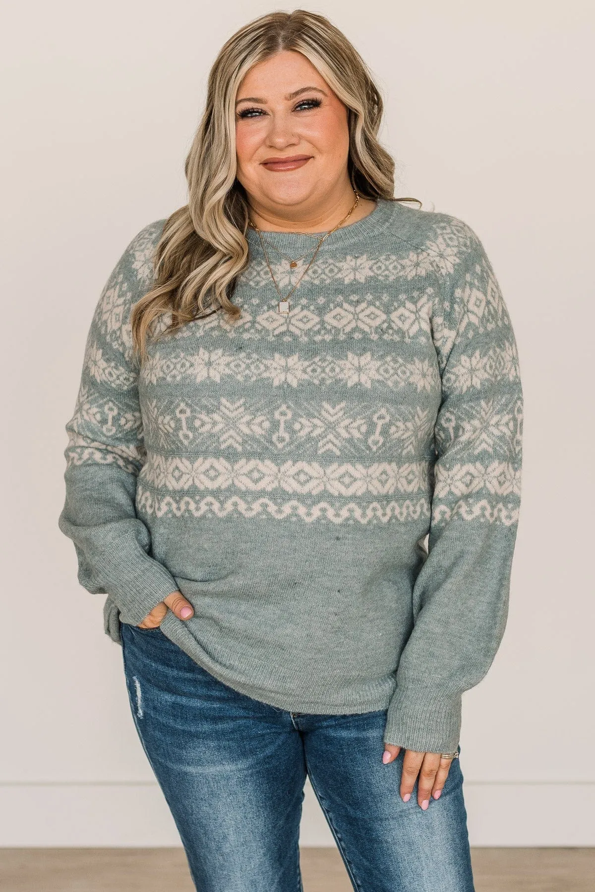 Winter Wonders Knit Sweater- Slate Blue