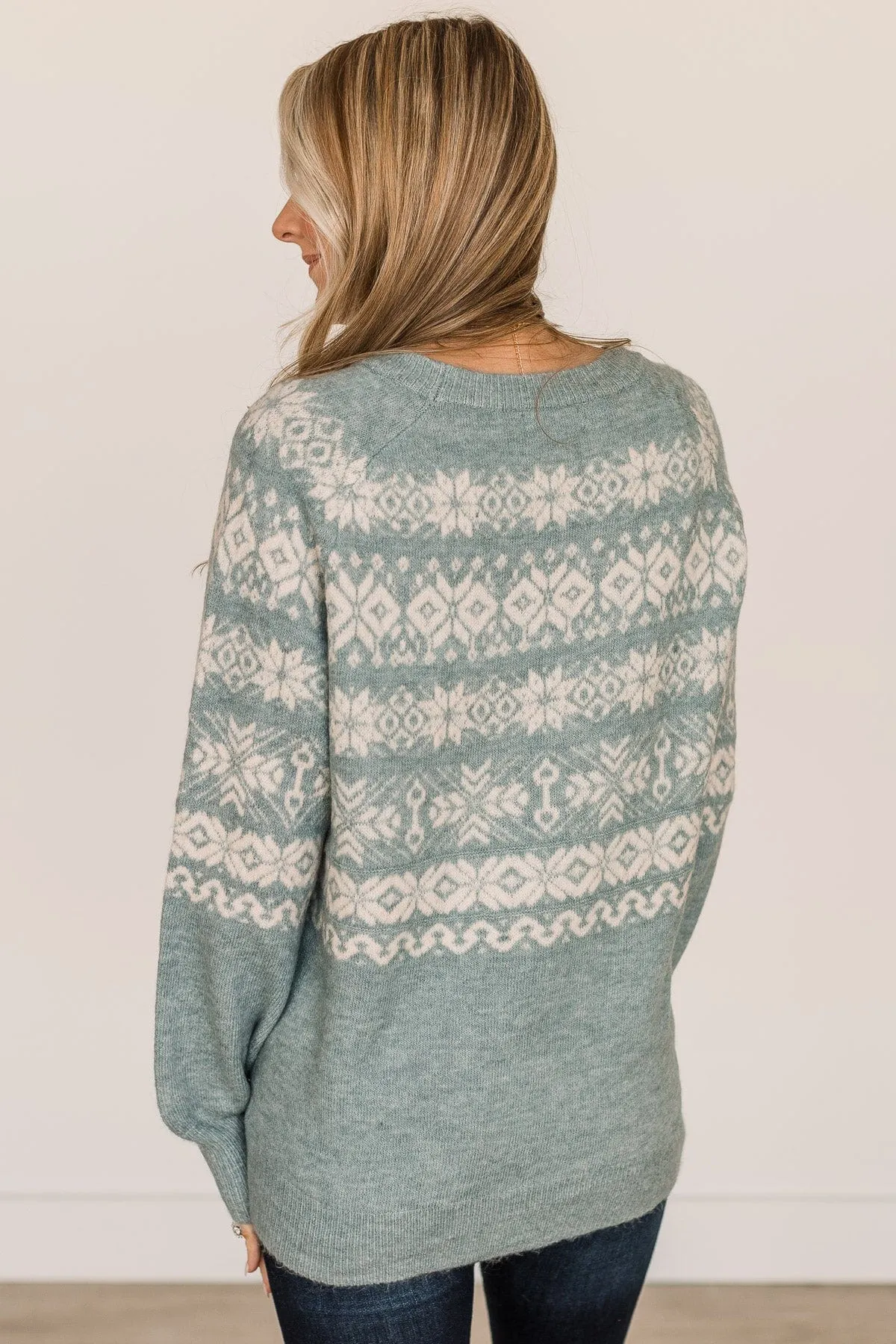 Winter Wonders Knit Sweater- Slate Blue