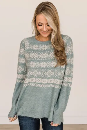 Winter Wonders Knit Sweater- Slate Blue