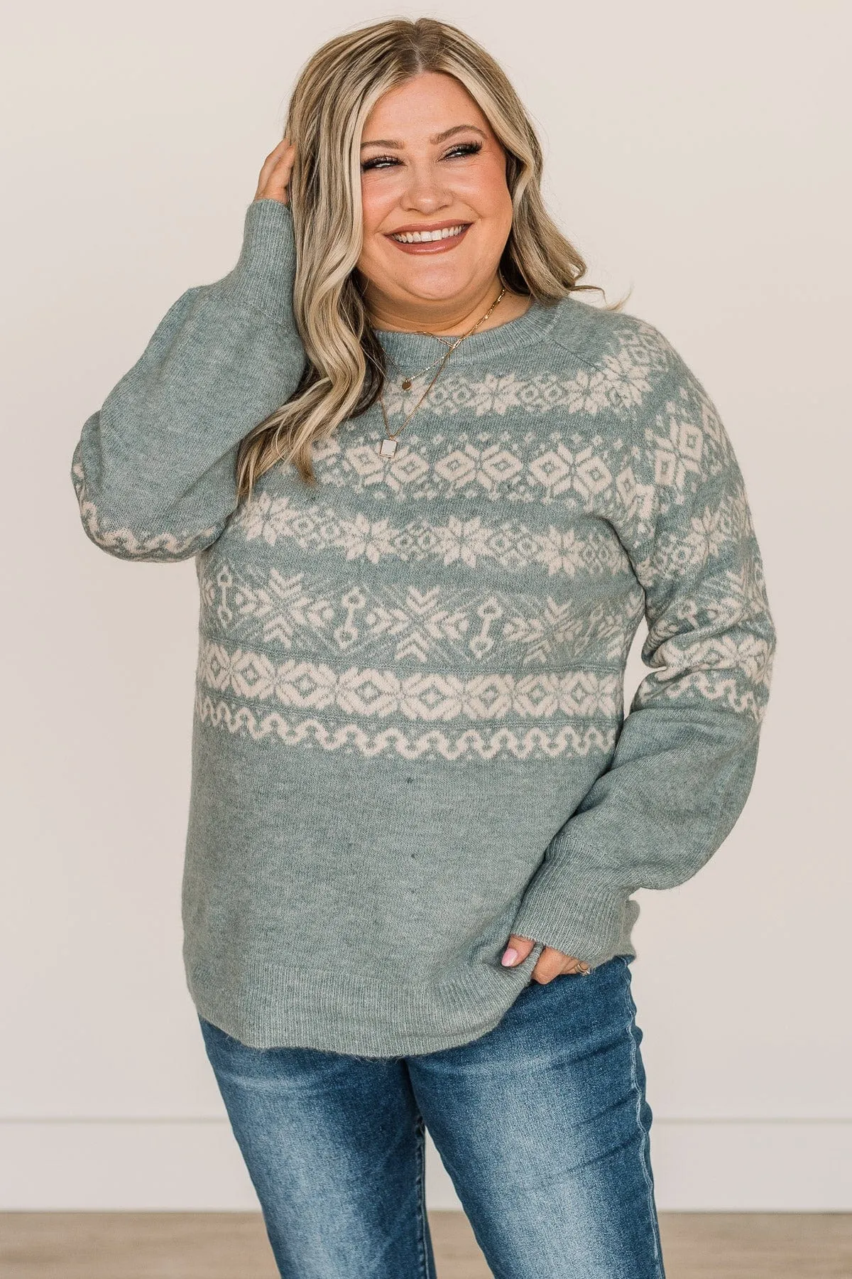 Winter Wonders Knit Sweater- Slate Blue