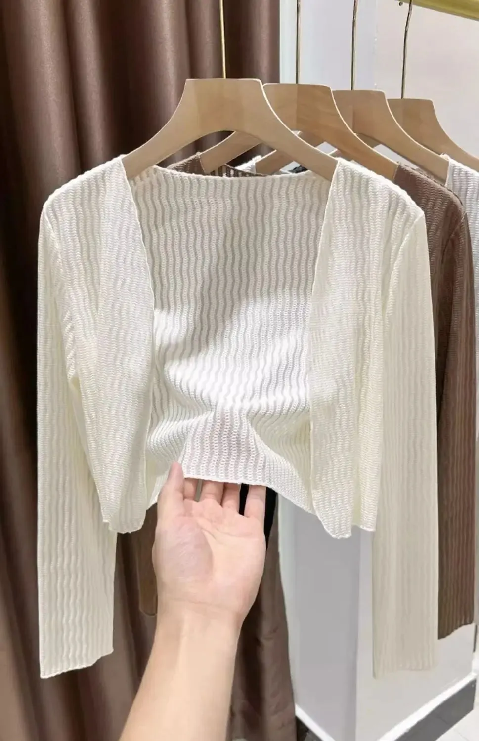 Women Elegant Cropped Long Sleeve Crop Top Mini Lightweight Cardigans Shrugs Open Front Sweater Draped Cardigan