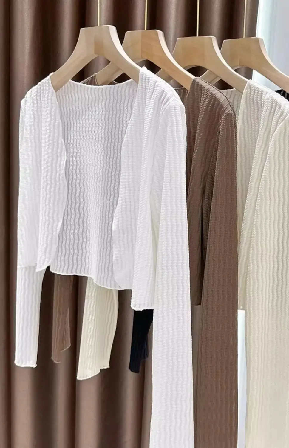 Women Elegant Cropped Long Sleeve Crop Top Mini Lightweight Cardigans Shrugs Open Front Sweater Draped Cardigan