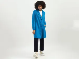 Women Solid Lapel Collar Coat