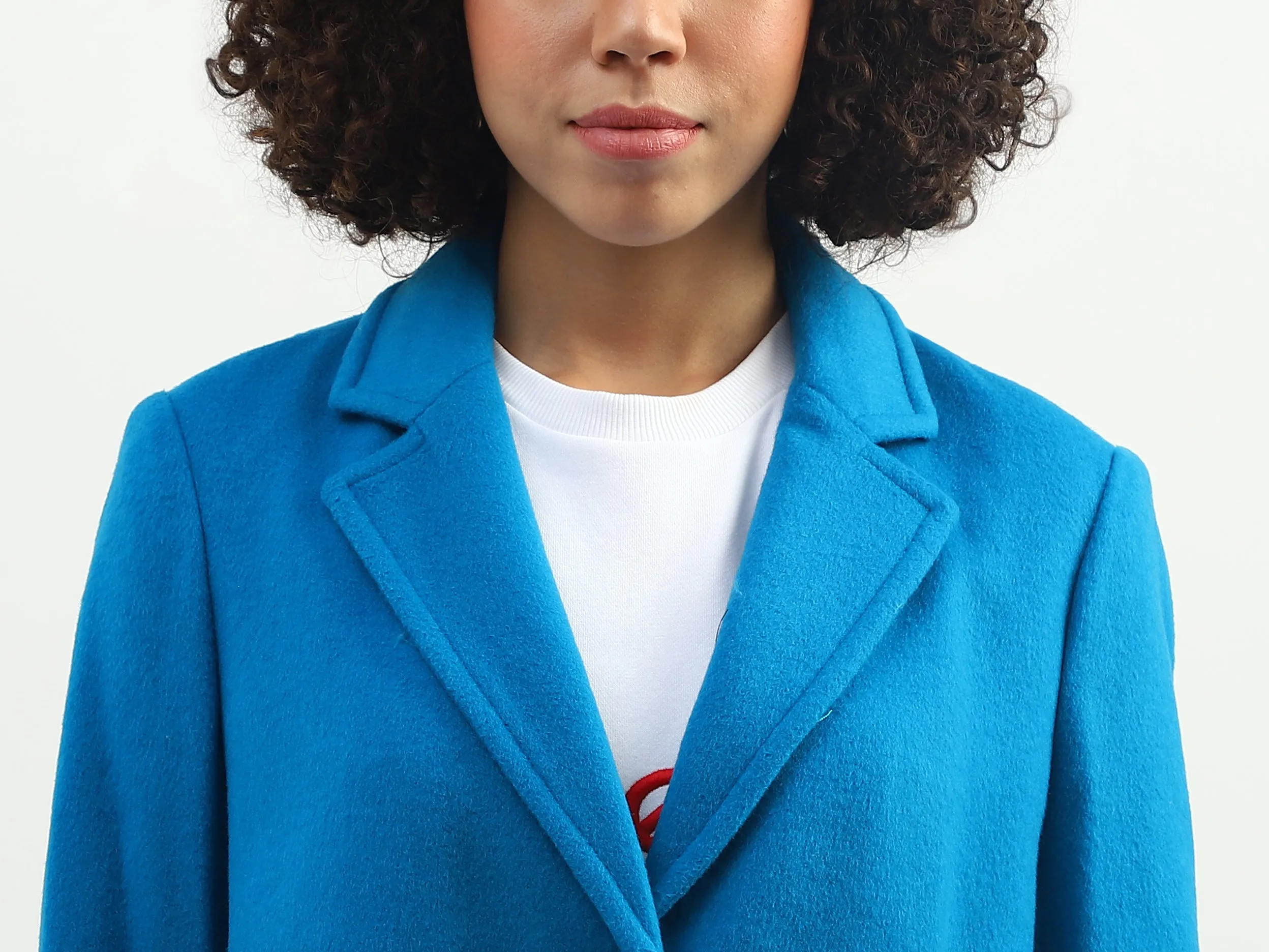 Women Solid Lapel Collar Coat