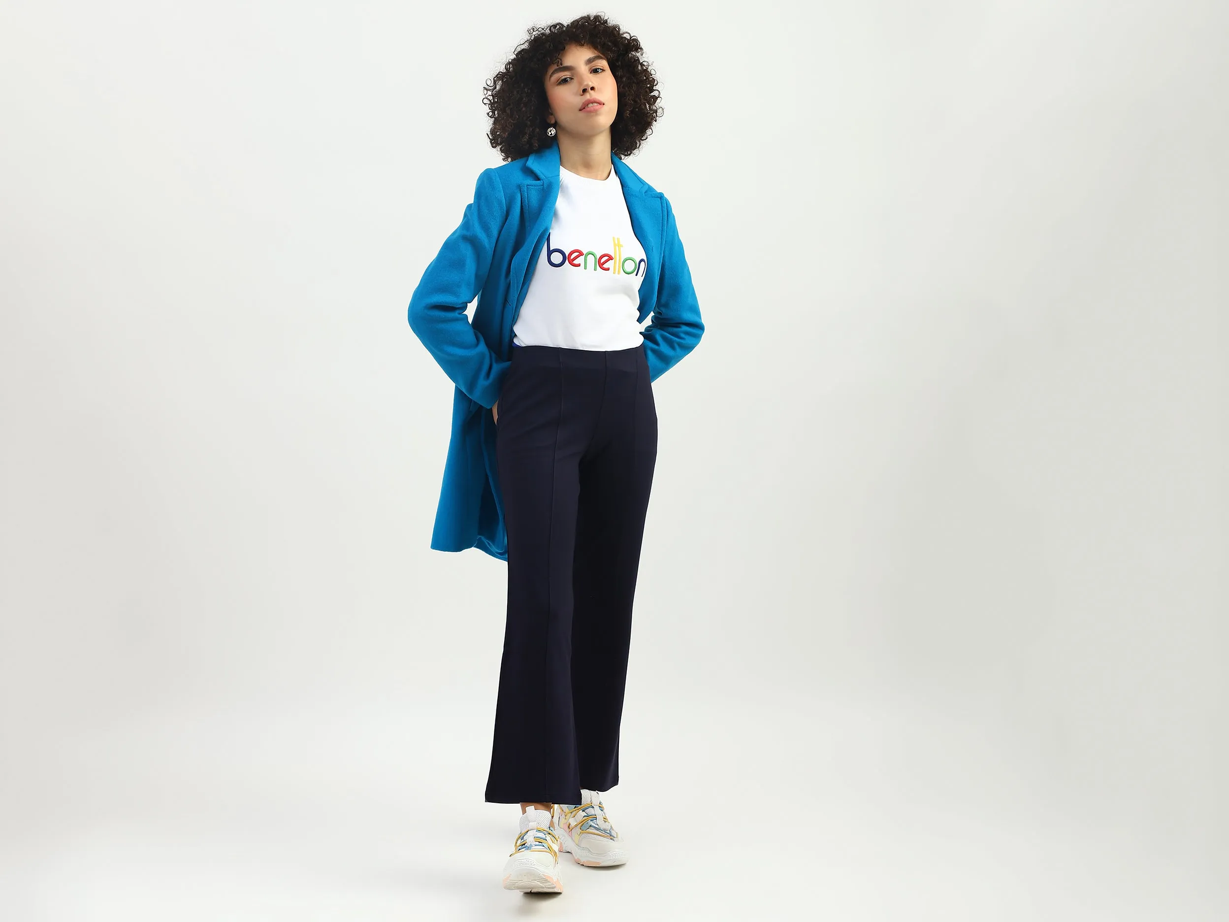 Women Solid Lapel Collar Coat