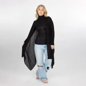 Womens Long Sleeve Cardigan Wrap - Black