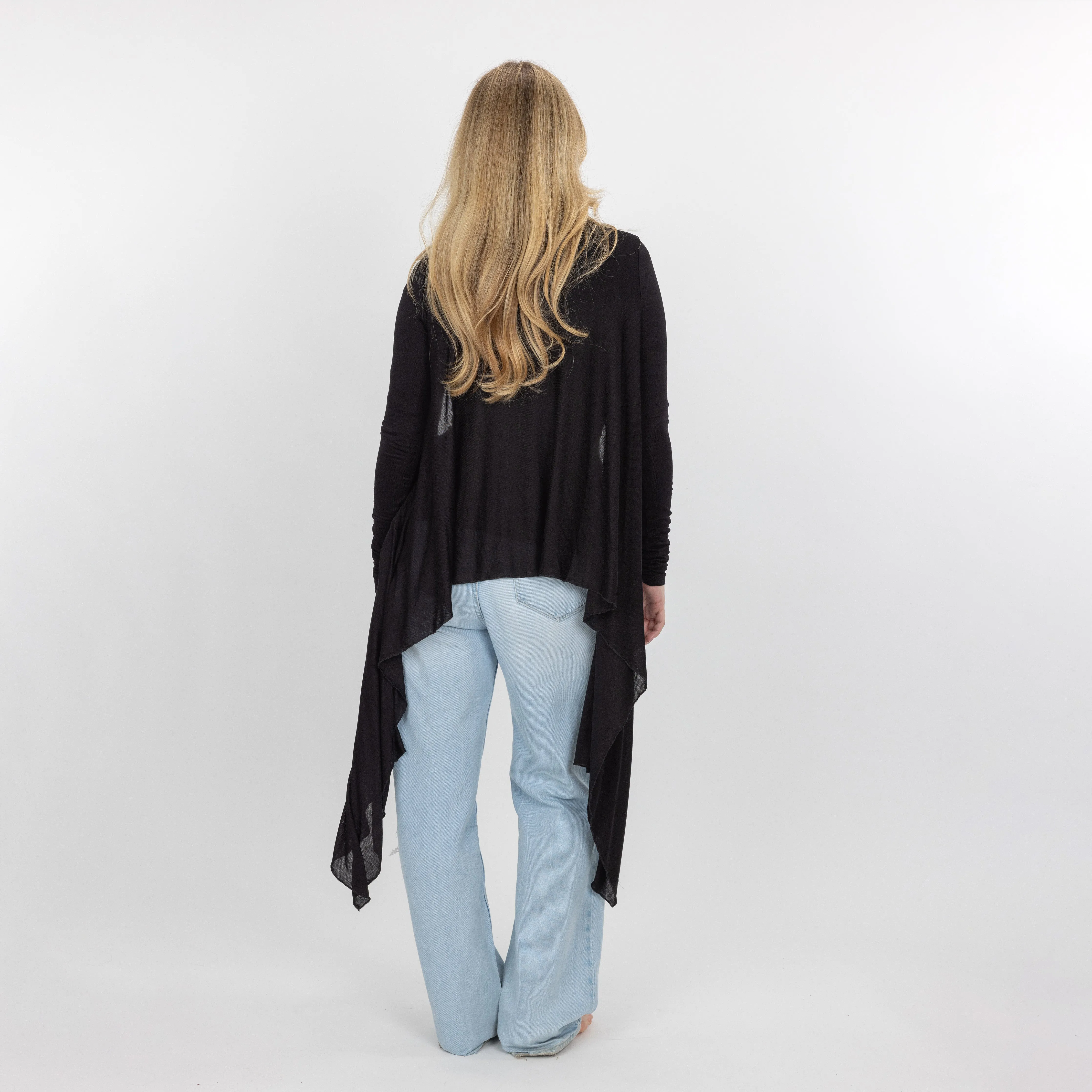 Womens Long Sleeve Cardigan Wrap - Black
