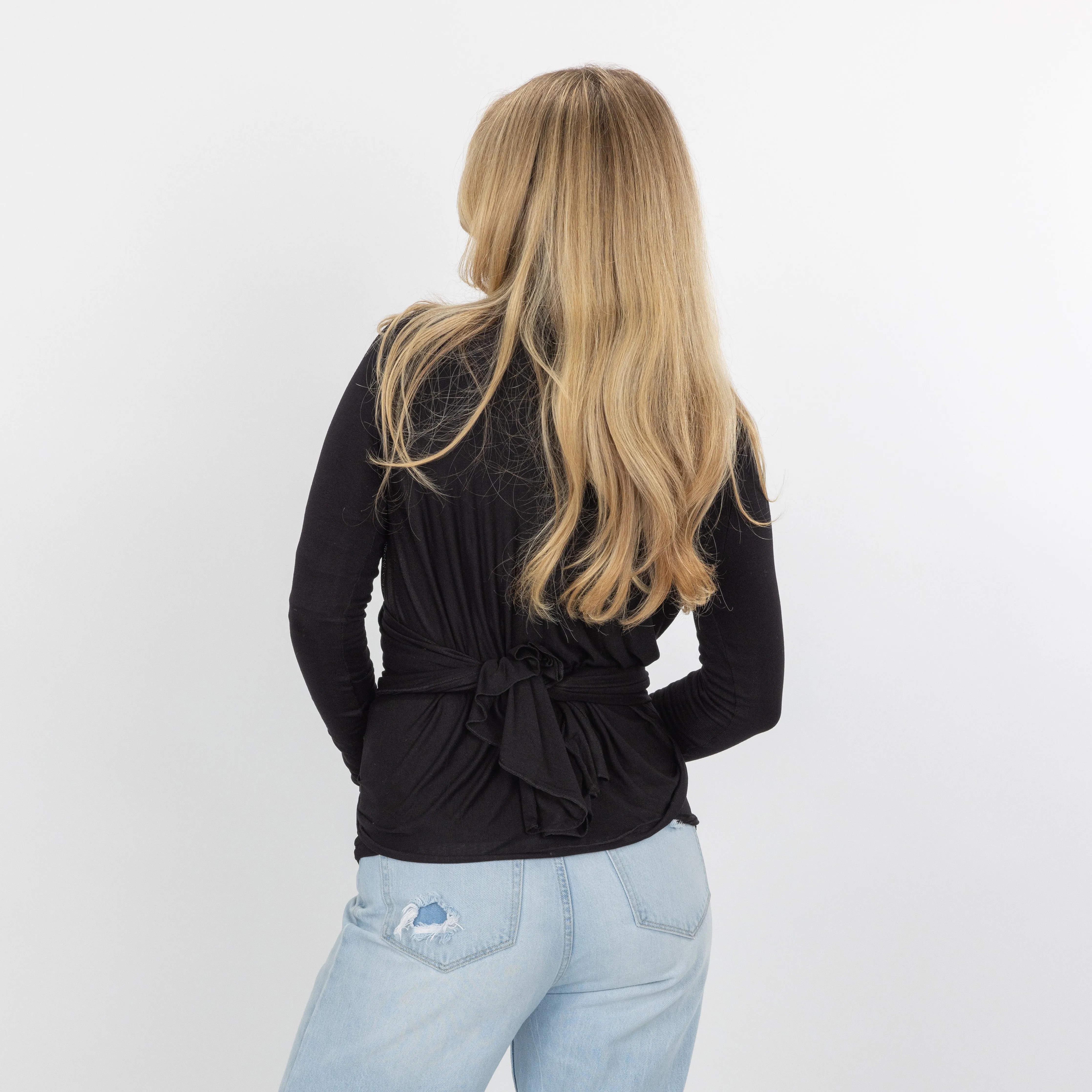 Womens Long Sleeve Cardigan Wrap - Black