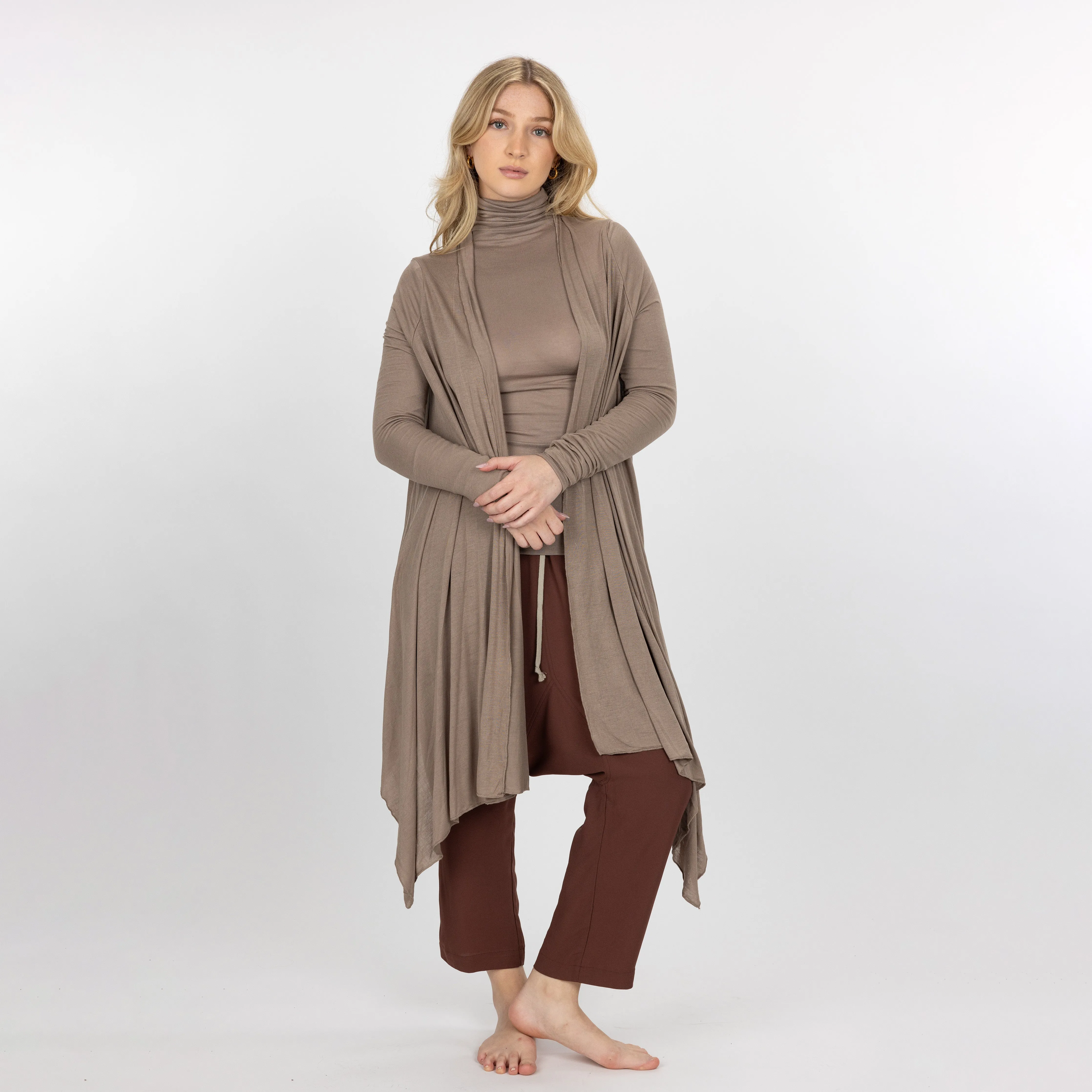 Womens Long Sleeve Cardigan Wrap - Fungi