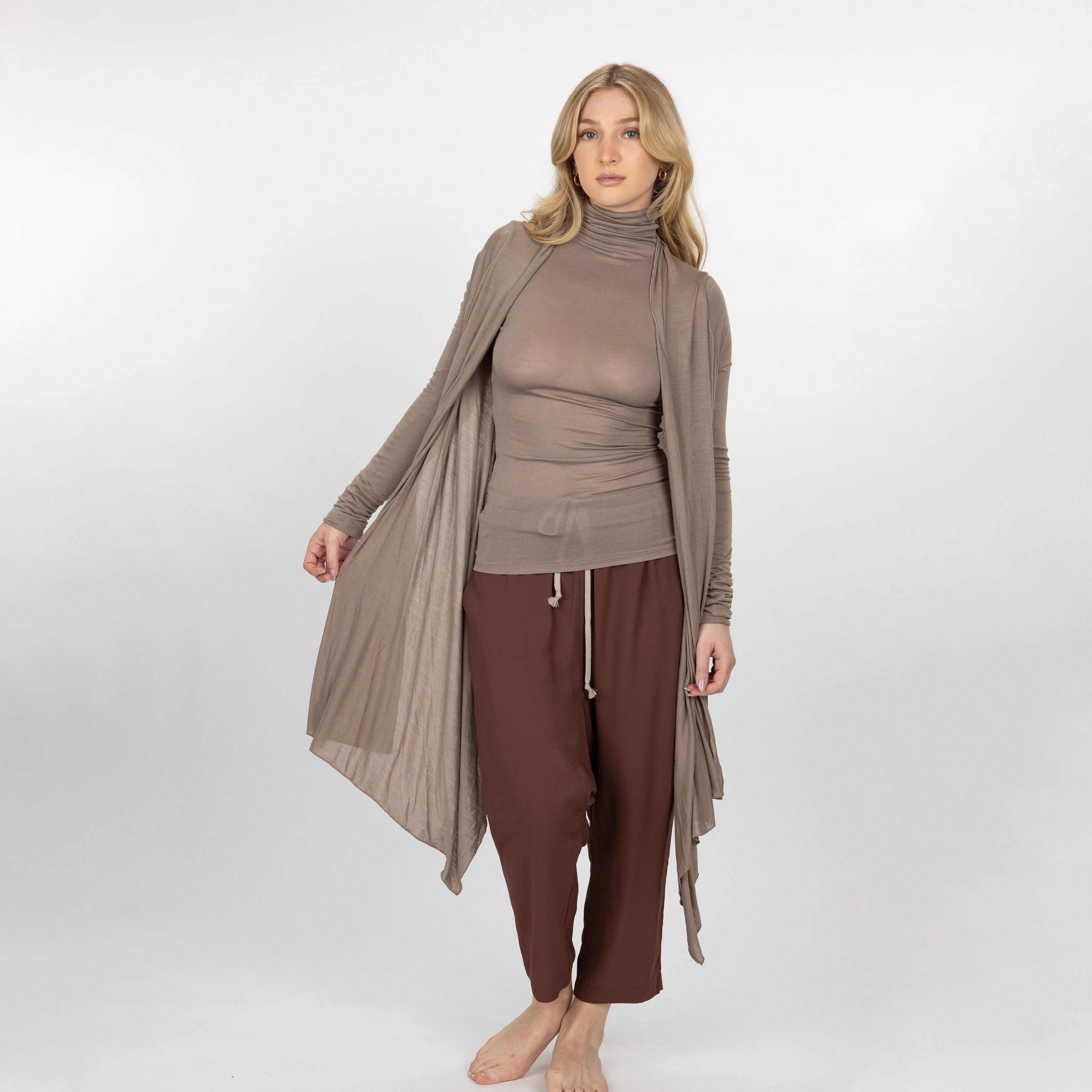 Womens Long Sleeve Cardigan Wrap - Fungi
