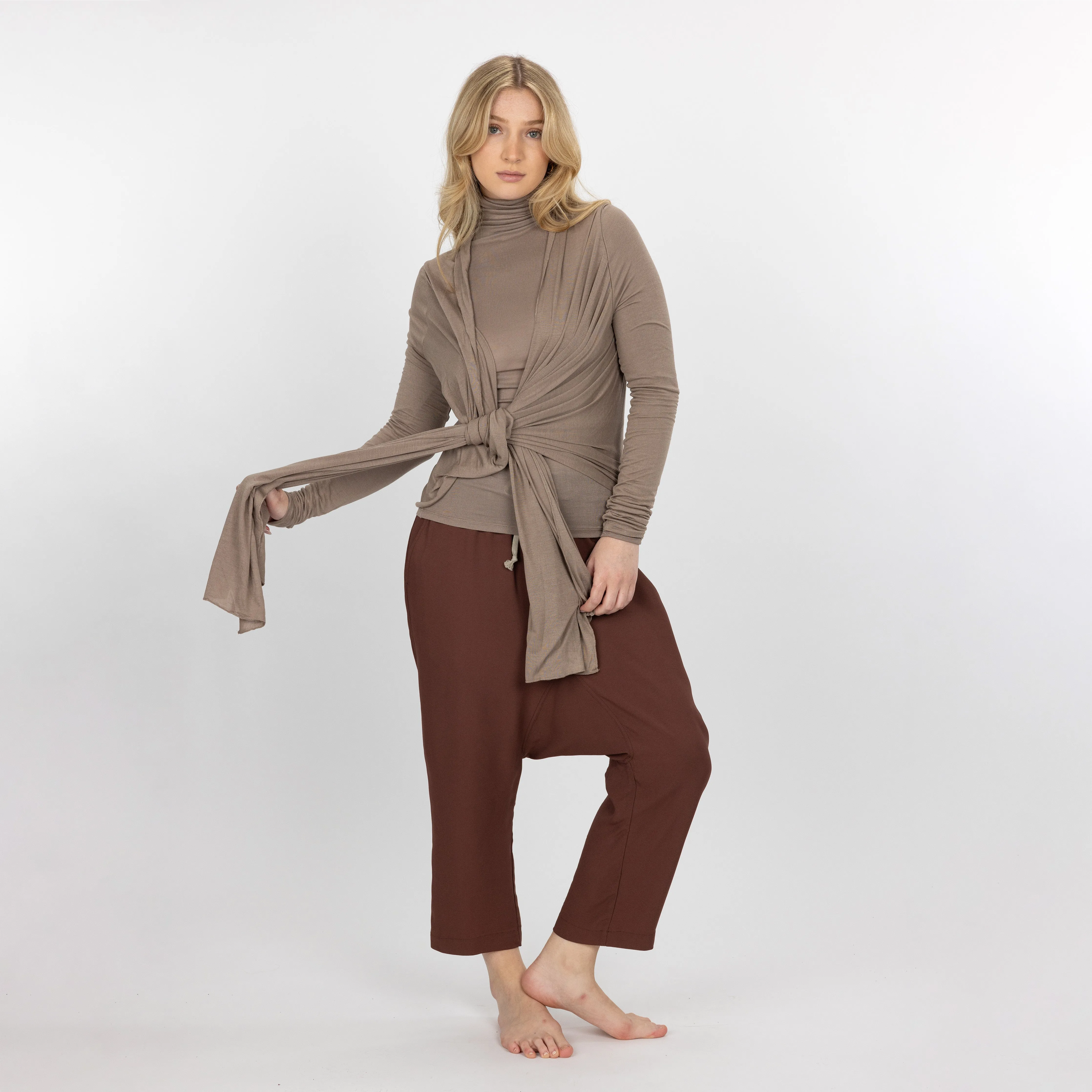 Womens Long Sleeve Cardigan Wrap - Fungi