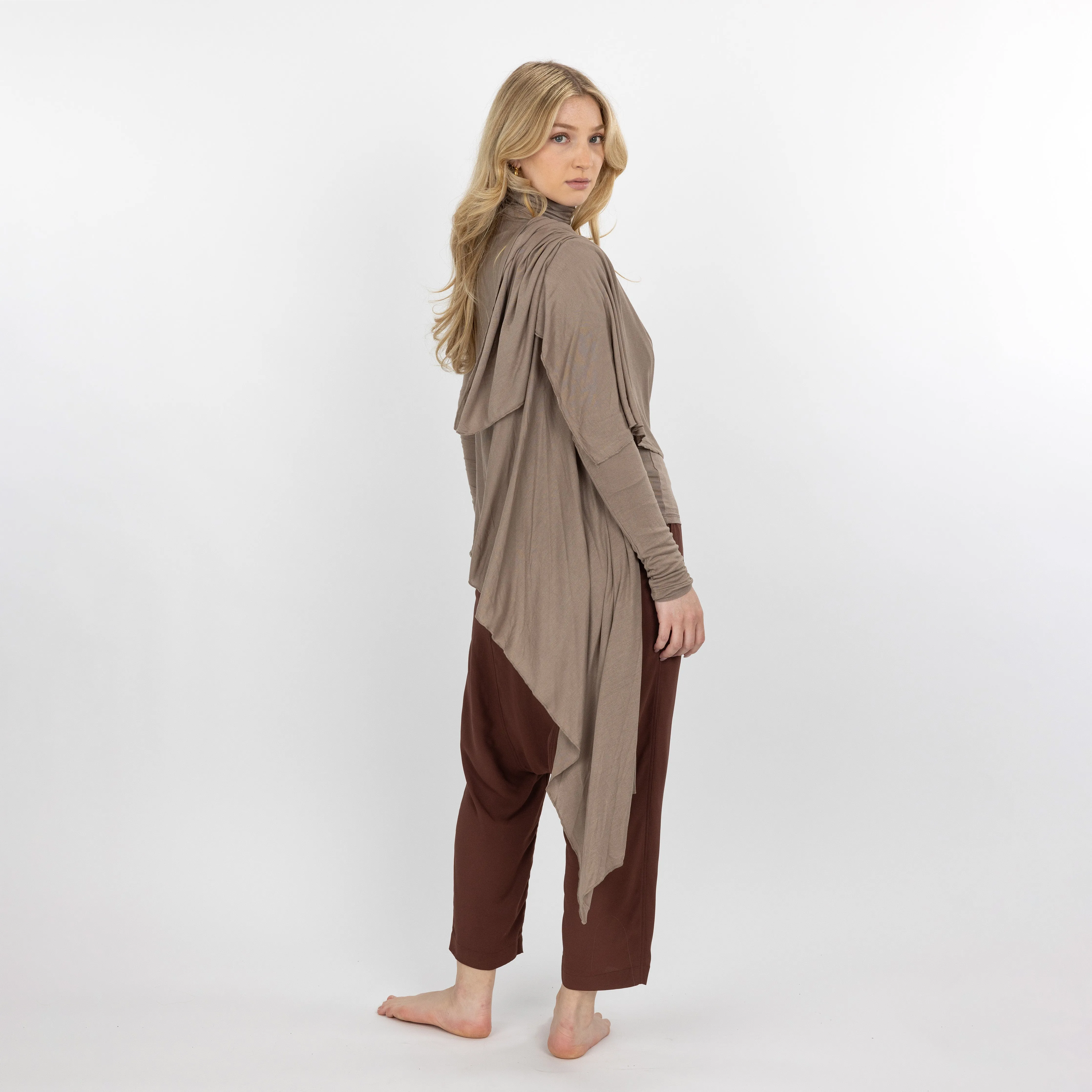 Womens Long Sleeve Cardigan Wrap - Fungi