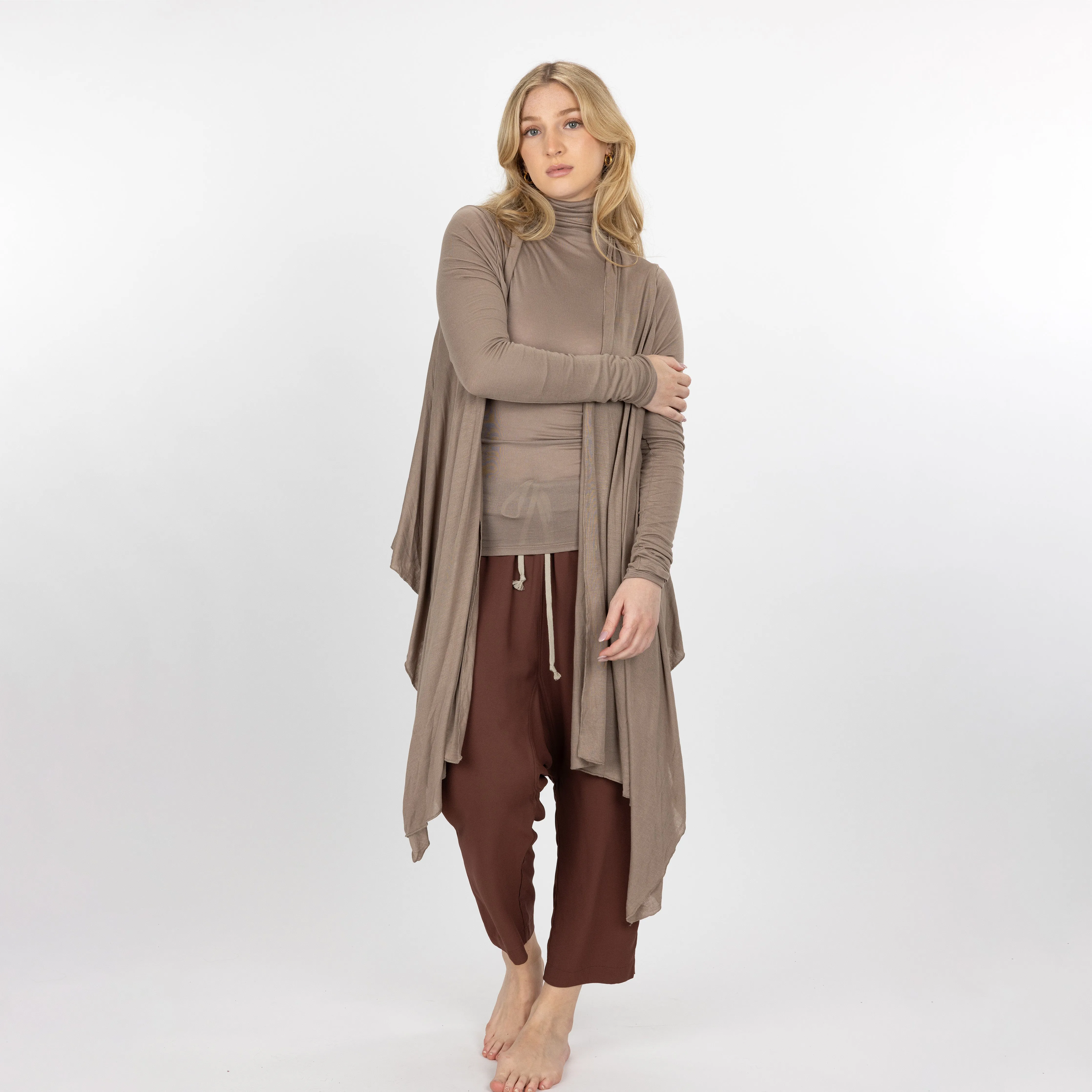 Womens Long Sleeve Cardigan Wrap - Fungi