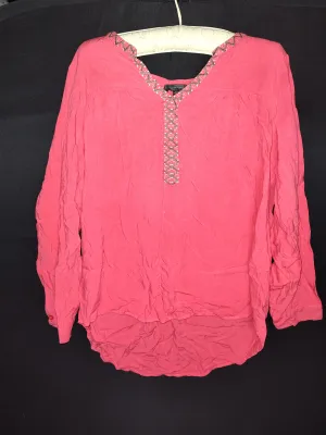 Women's Spense Coral Loose Long Sleeve Top - Size L