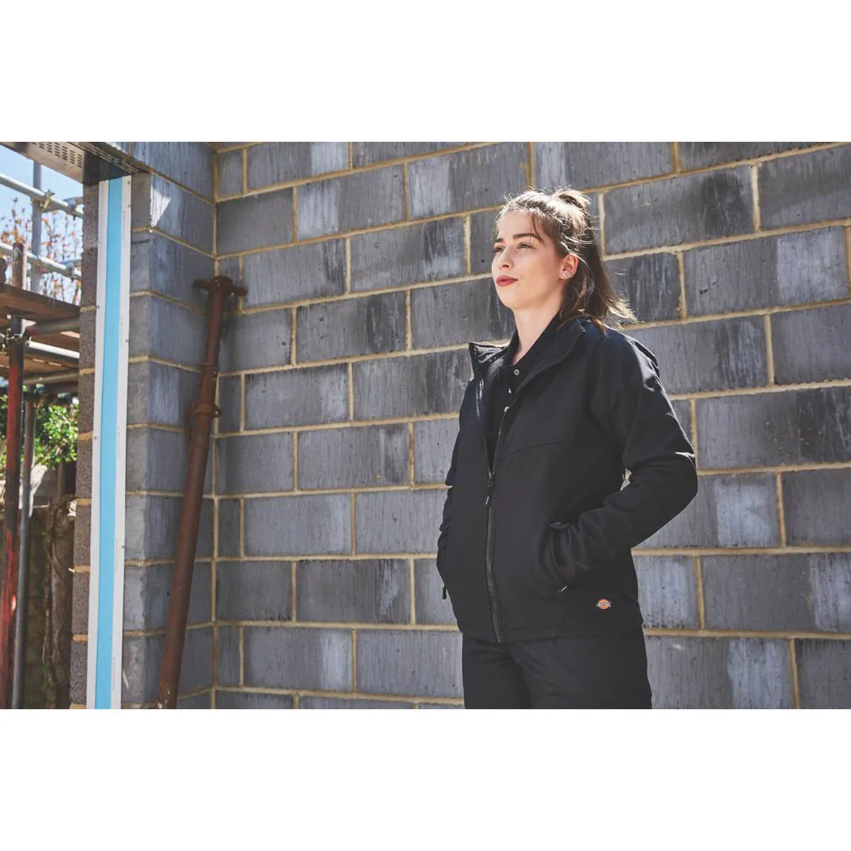 Womens Work Jacket Softshell Black Zipped Waterproof Adjustable Cuffs Size 10