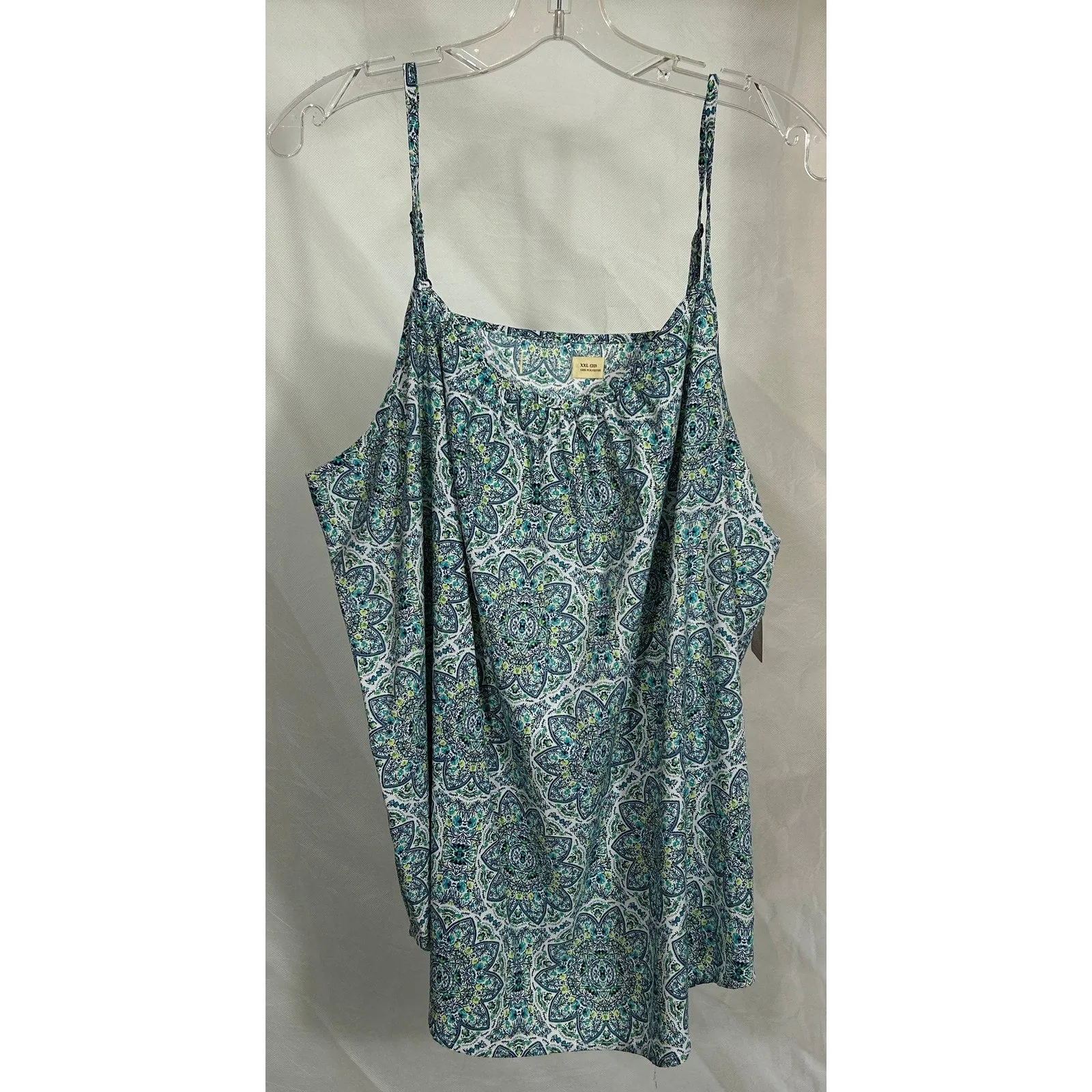 XXL Floral Medallion Tank Top Sleeveless Adjustable Strap Blouse Polyester