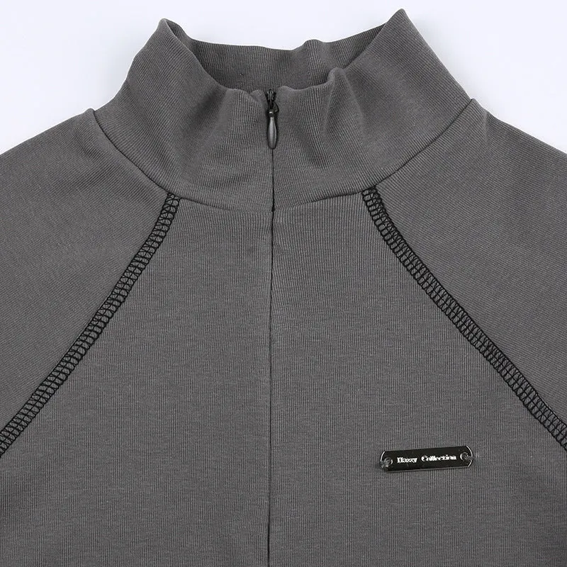 Y2K Basic Half Zip Up Top