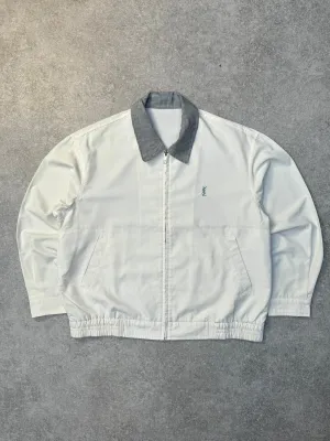 Yves Saint Laurent Check Collar Lightweight White Cotton Harrington Jacket