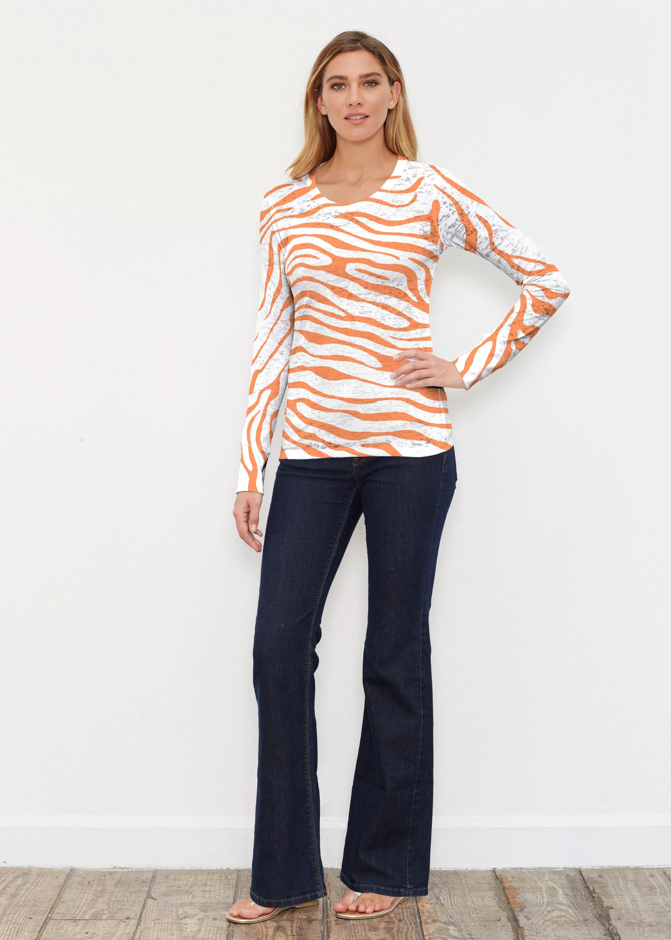 Zebra Orange (7042) ~ Thermal Long Sleeve Crew Shirt